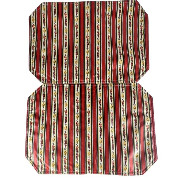 New Longaberger Basket Snapdragon Placemat May Series Reversible Stripe Set Of 2 - Picture 4 of 4